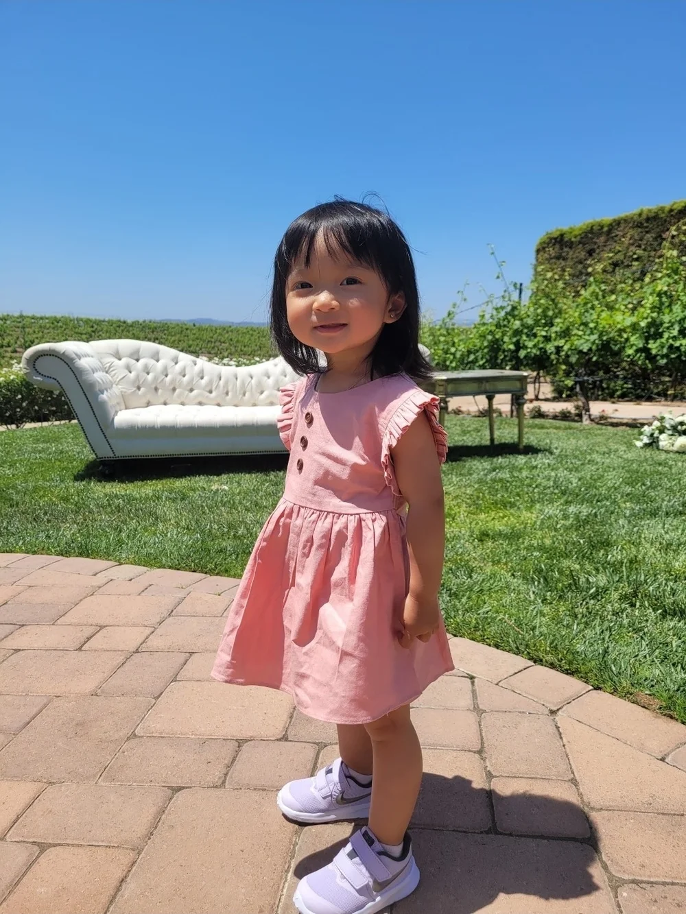 Old Navy Pink & Cream Rainbow Print Dress And Dusty Rose Dress
